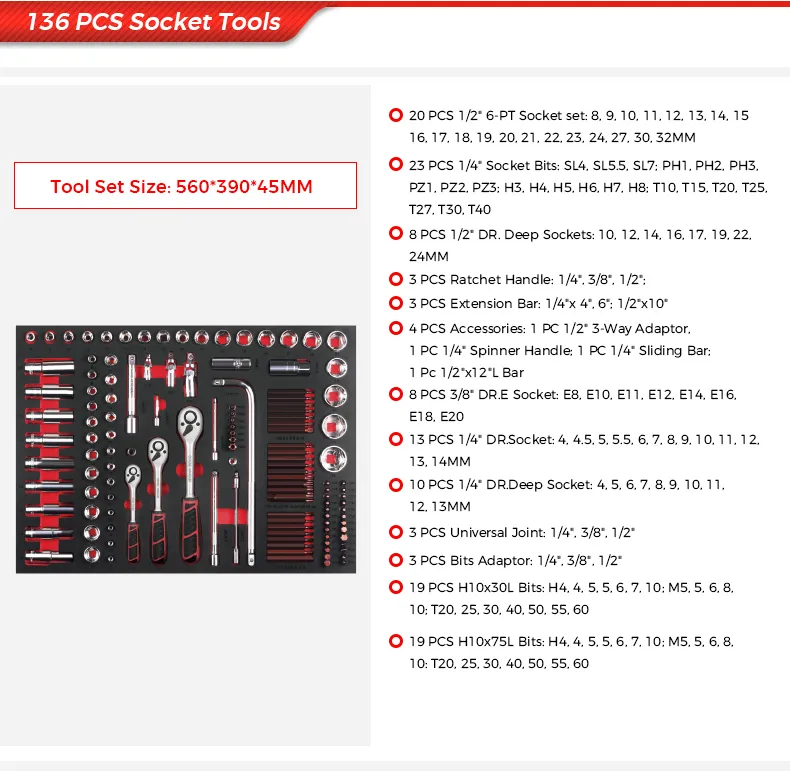 136-Piece Socket Tool Set