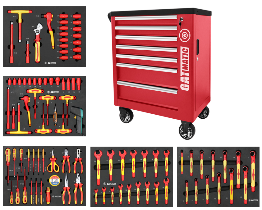 tool trolley with insulated tools