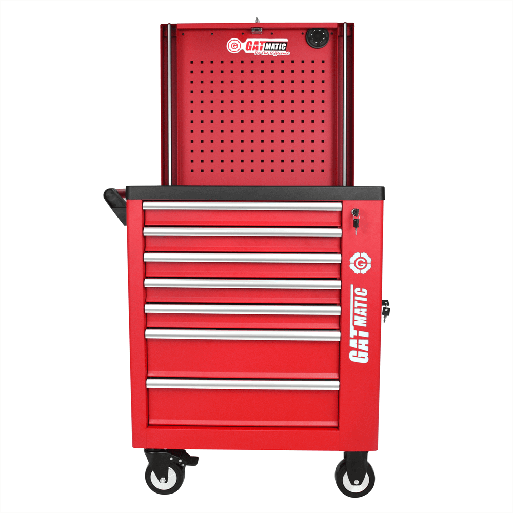 auto lifting pegboard tool trolley