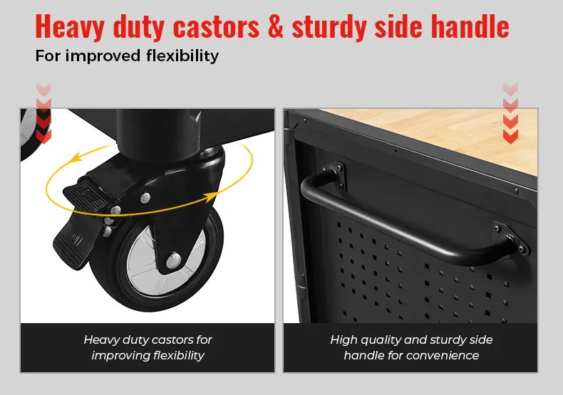Heavy-duty Casters & Sturdy Side Handle