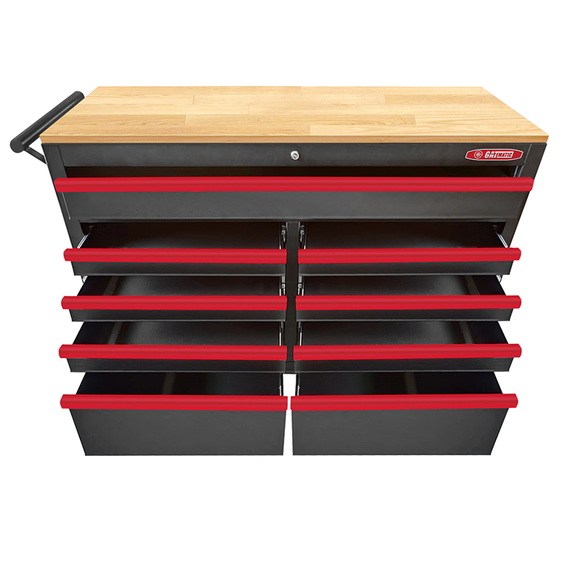 Wood Worktop Tool Cabinet With Heavy-duty Casters