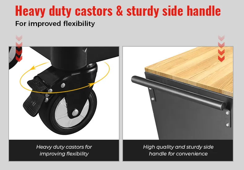 Heavy-duty Casters & Sturdy Side Handle