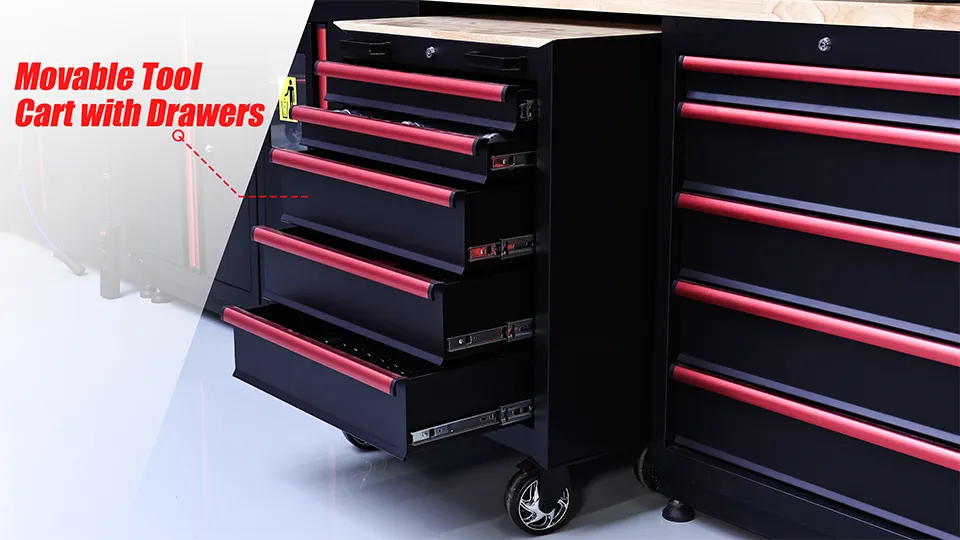 Movable Tool Cart With Drawers