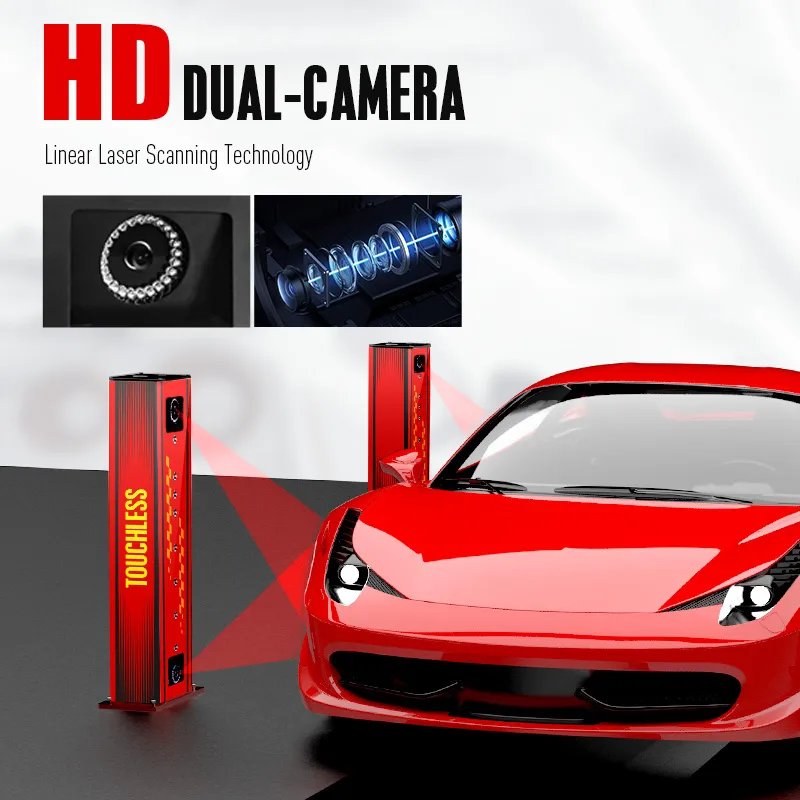 Touchless wheel alignment with HD dual-camera