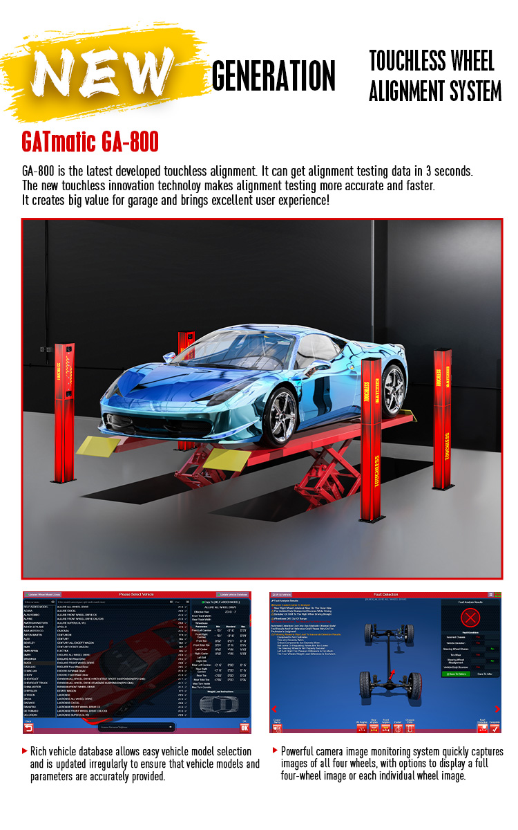 Touchless Wheel Alignment System With Comprehensive Vehicle Database
