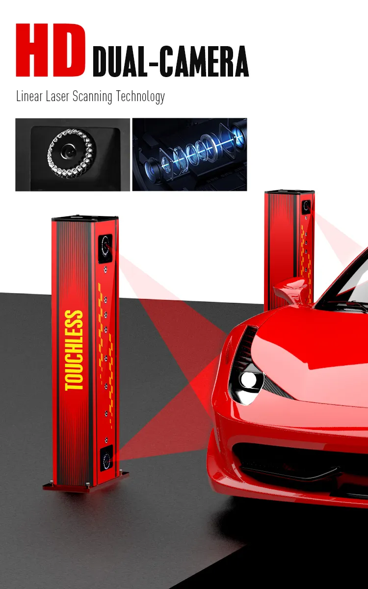 Touchless wheel alignment with HD dual-camera