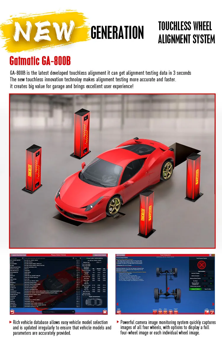 Touchless Wheel Alignment System With Comprehensive Vehicle Database